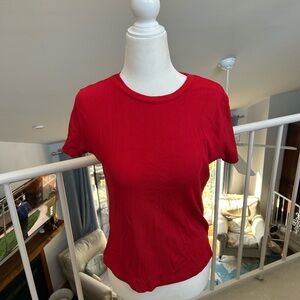 Tail womens Red Sports Shirt Stretchy Size S Made In USA Ribbed